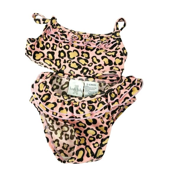 Koala Kids Bikini Baby Girl 3-6 mos Bathingsuit Pink Leopard Swimsuit NWT 2 Piec - Picture 2 of 8